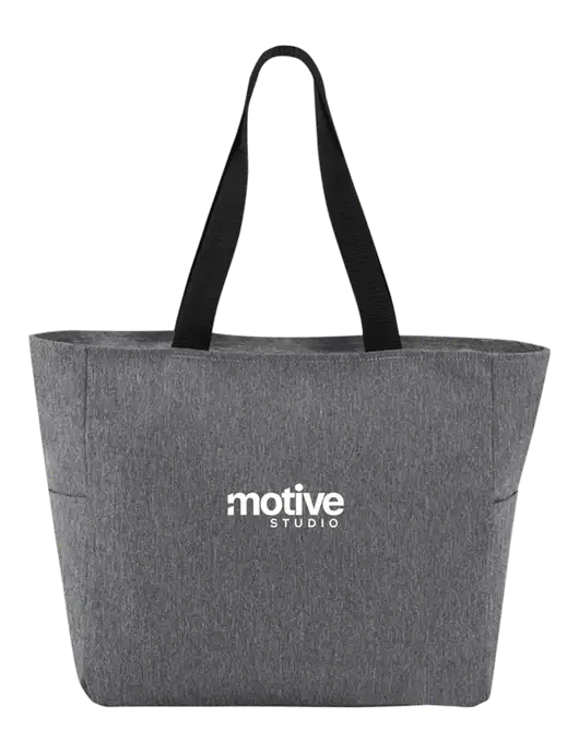Everyday Heather Grey Zip Tote  w/Motive Studio Logo