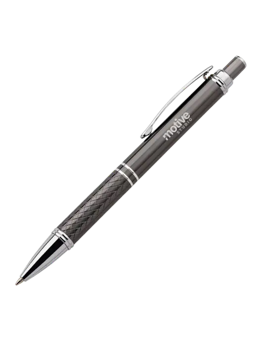Dark Grey Stellar Scribe Pen - Black Ink w/Motive Studio Logo