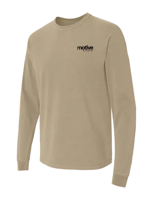 Comfort Colors Garment-Dyed Tan Heavyweight Long Sleeve T-Shirt w/Motive Studio Logo