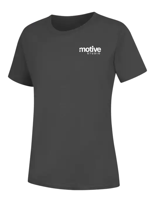 Womens Charcoal Core Blend Tee w/Motive Studio Logo