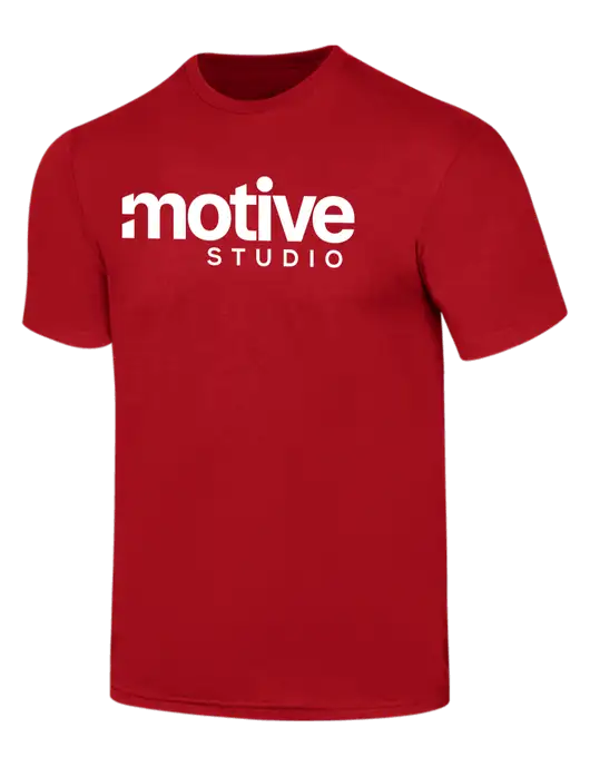 Simply Soft Red 4.5oz  Poly/Combed Ring Spun Cotton T-Shirt w/Motive Studio Logo