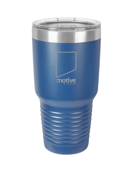 Polar Camel 30 oz Powder Coated Royal Vacuum Insulated Tumbler w/Motive Studio Logo