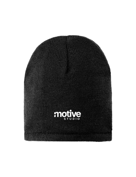 Black Fleece-Lined Beanie Cap w/Motive Studio Logo