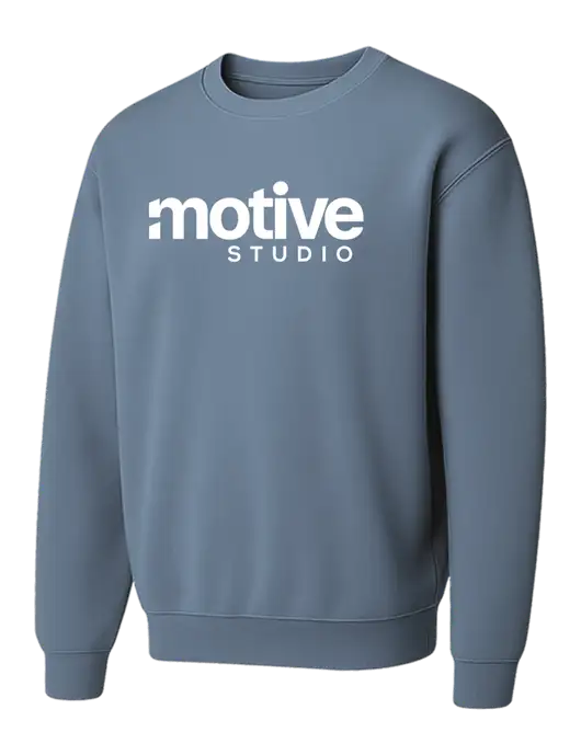Comfort Colors Garment-Dyed Lightweight Slate Blue Fleece Crewneck Sweatshirt w/Motive Studio Logo