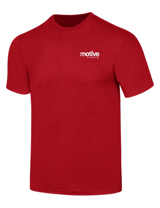 Simply Soft Red 4.5oz  Poly/Combed Ring Spun Cotton T-Shirt w/Motive Studio Logo