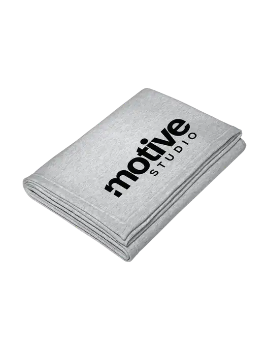 Core Light Grey Heather Fleece Sweatshirt Blanket w/Motive Studio Logo
