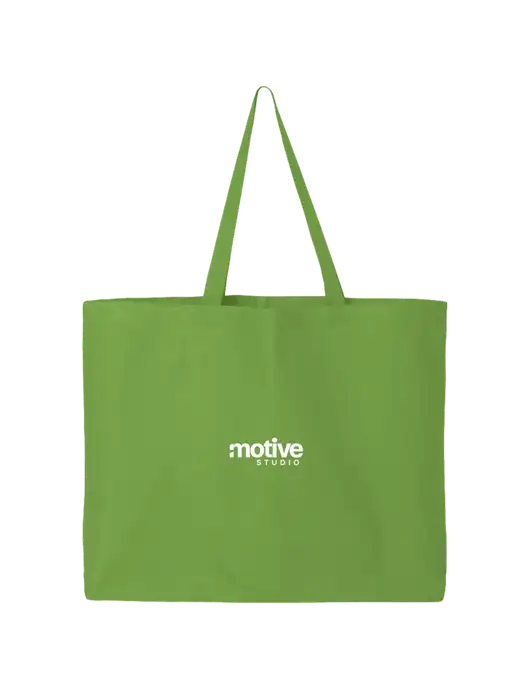 Sturdy Canvas Lime Green Tote w/Motive Studio Logo