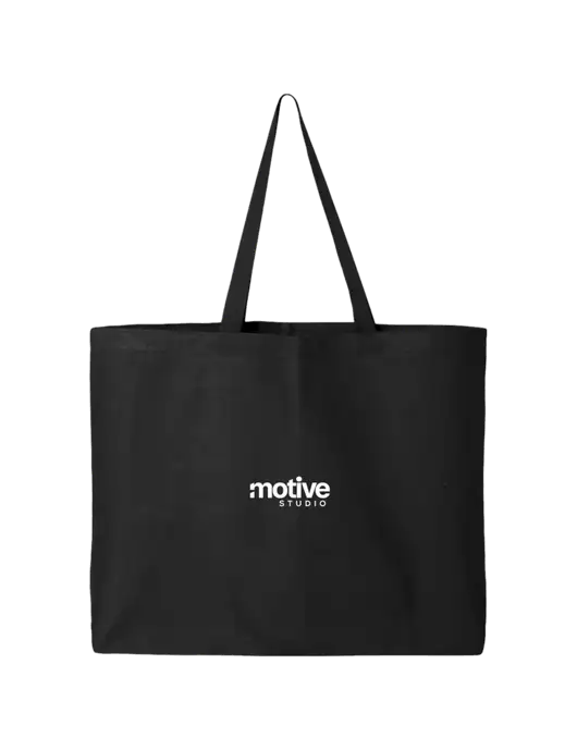 Sturdy Canvas Black Tote w/Motive Studio Logo
