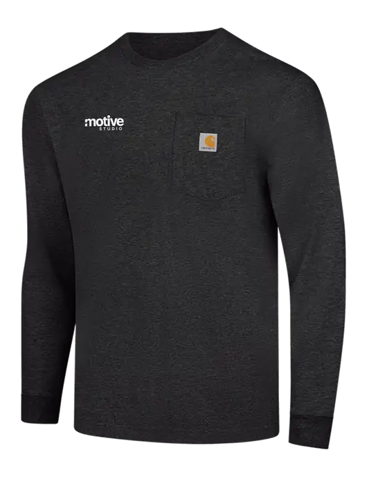 Carhartt Dark Grey Heather Workwear Pocket Long Sleeve T-Shirt w/Motive Studio Logo