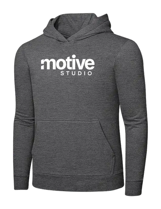Graphite Heather 7.8. oz Ring Spun Hooded Sweatshirt w/Motive Studio Logo