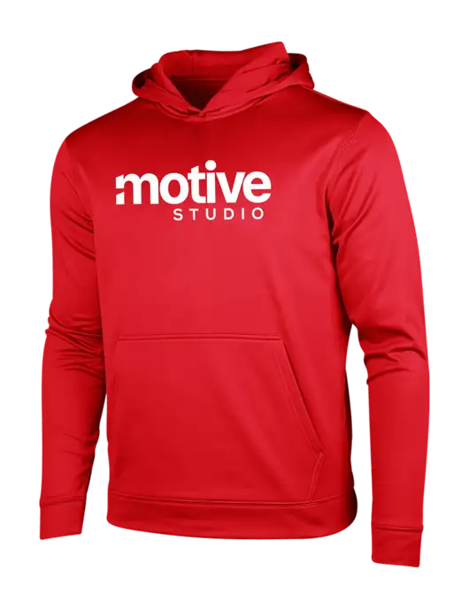 Deep Red Sport-Wick Fleece Hooded Pullover w/Motive Studio Logo