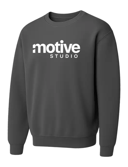 Comfort Colors Garment-Dyed Lightweight Dark Grey Fleece Crewneck Sweatshirt w/Motive Studio Logo