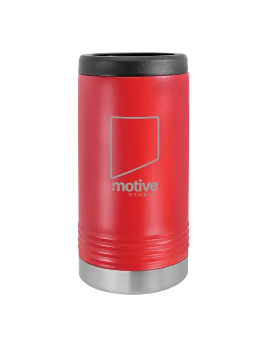 Polar Camel Powder Coated Red Vacuum Insulated Slim Beverage Holder w/Motive Studio Logo
