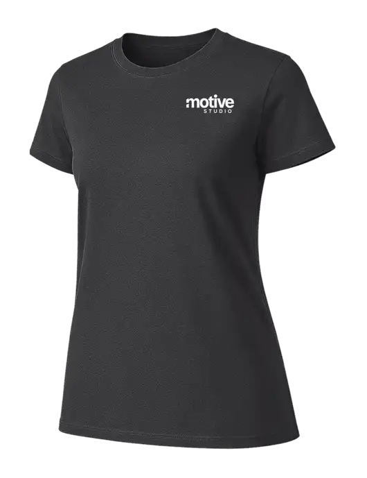Womens Ring Spun Charcoal 4.5 oz T-Shirt w/Motive Studio Logo