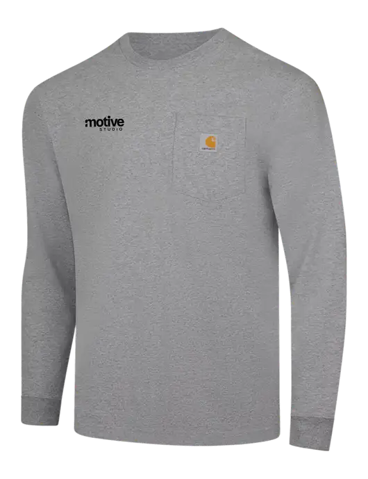 Carhartt Light Grey Heather Workwear Pocket Long Sleeve T-Shirt w/Motive Studio Logo