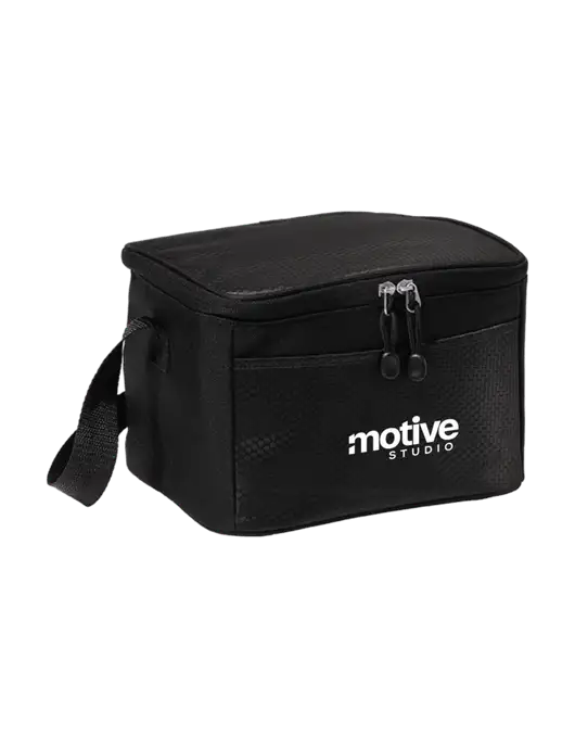 6 Can Black/Black Cube Cooler w/Motive Studio Logo