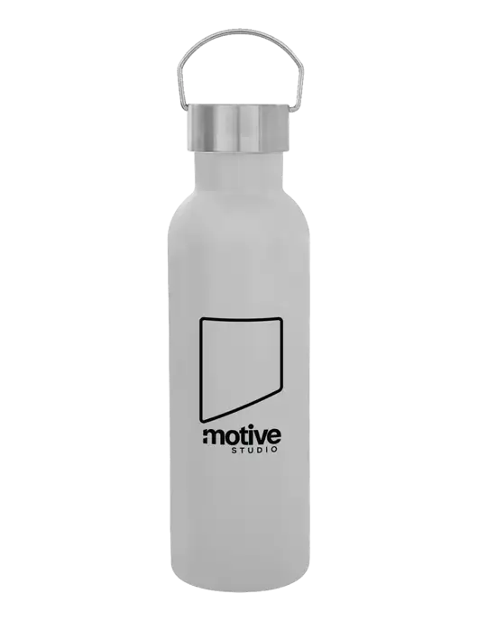 28 oz White Bubbli Stainless Steel Bottle w/Motive Studio Logo