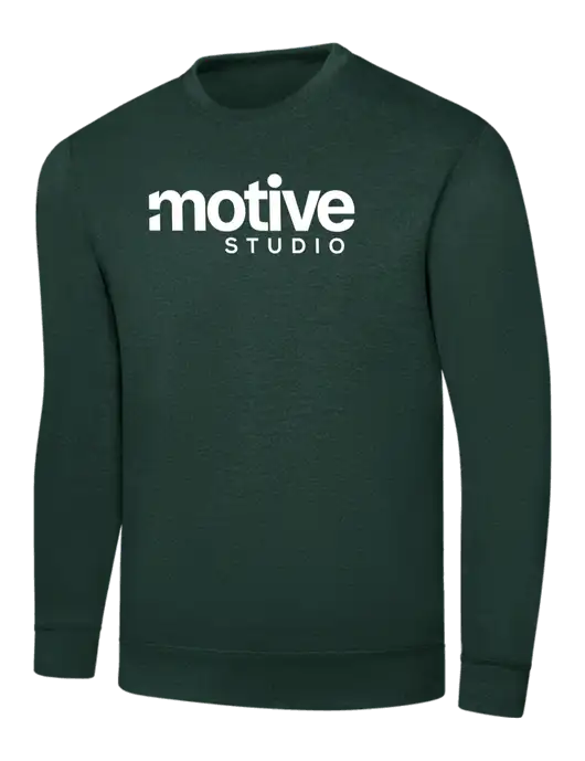 Dark Green 7.8 oz Ring Spun Crew Sweatshirt w/Motive Studio Logo