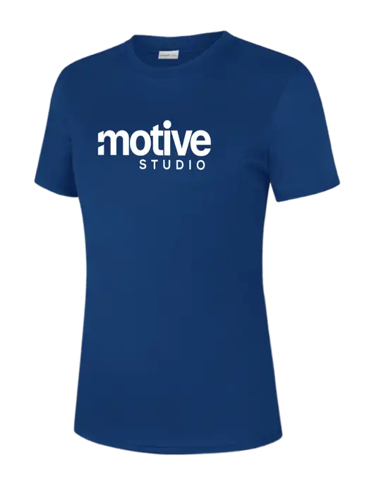 Womens Royal PosiCharge Competitor Tee w/Motive Studio Logo