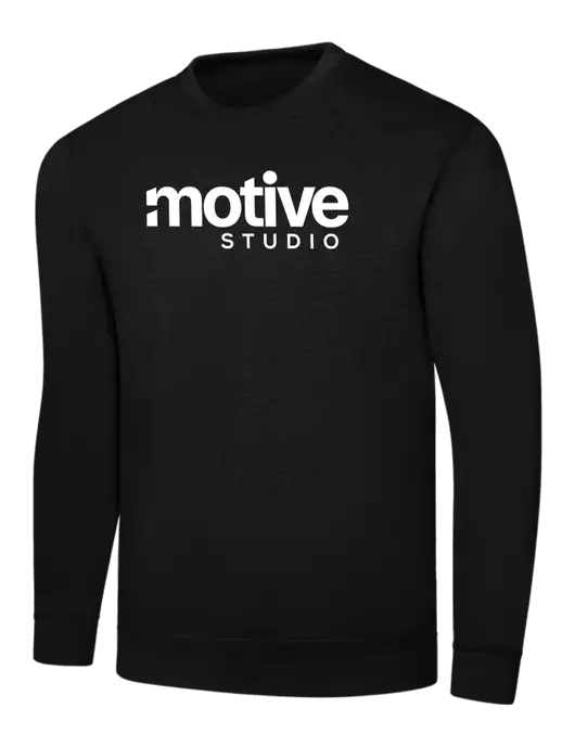 Black 7.8 oz Ring Spun Crew Sweatshirt w/Motive Studio Logo