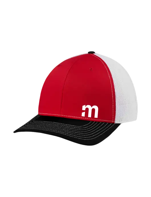 Richardson Adjustable Snapback Original 112 Trucker Cap Black/Red/White Mesh w/m Icon Logo