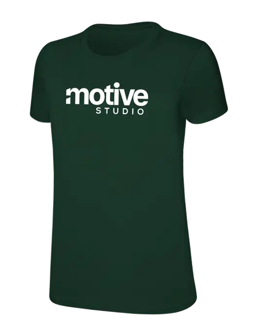Womens Ring Spun Forest Green 4.5 oz T-Shirt w/Motive Studio Logo