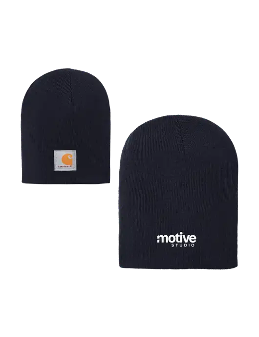 Carhartt Dark Navy Acrylic Knit Hat w/Motive Studio Logo