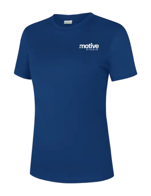 Womens Royal PosiCharge Competitor Tee w/Motive Studio Logo