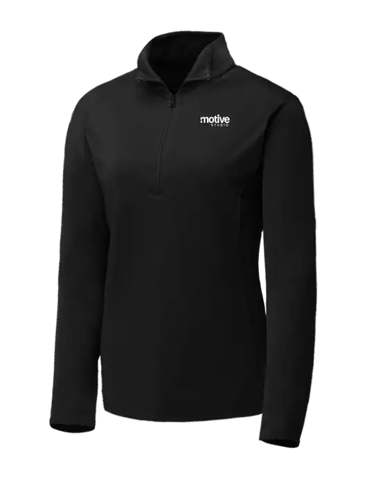 Black Womens Posicharge Competitor ¼ Zip Pullover w/Motive Studio Logo
