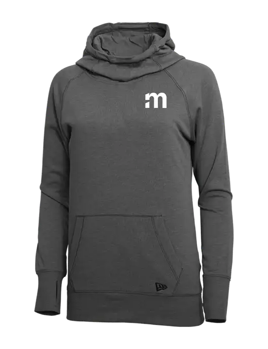 New Era Black Heather Womens Tri-Blend Fleece Pullover Hoodie w/m Icon Logo