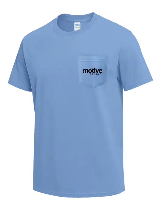 Light Blue Heavyweight 6.1 oz Pocket T-Shirt w/Motive Studio Logo