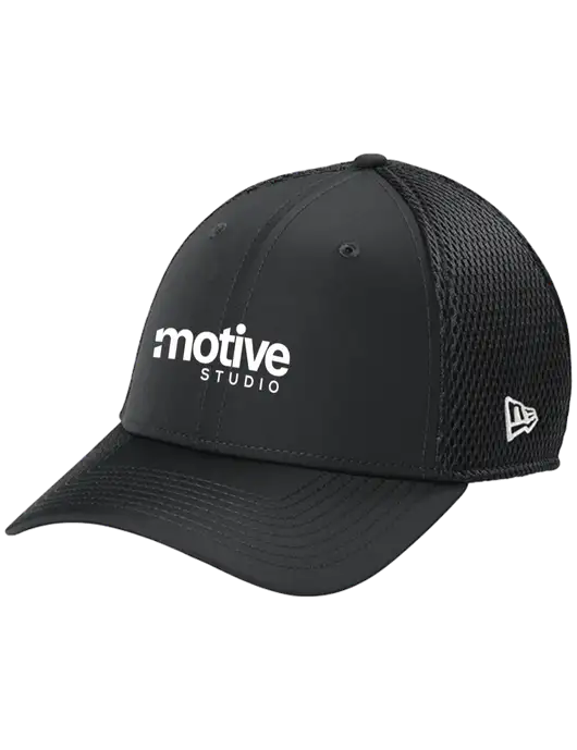 New Era 39THIRTY Performance Stretch Charcoal Grey Mesh Cap w/Motive Studio Logo