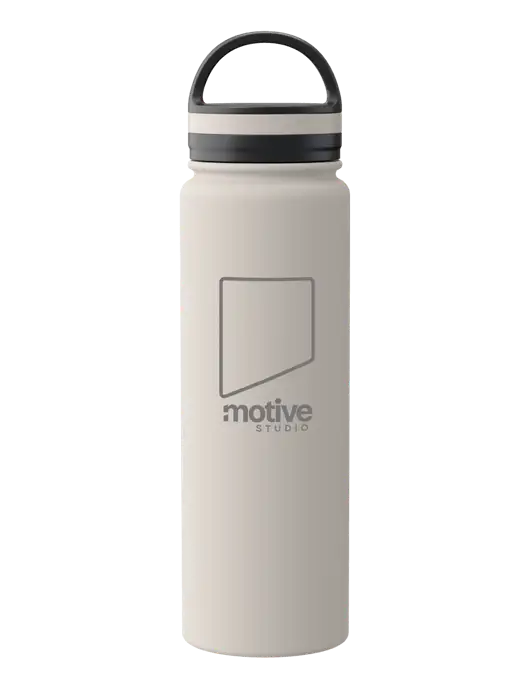 34oz Wide Mouth Stainless Steel Light Taupe Bottle w/Motive Studio Logo