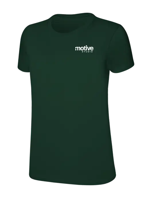Womens Ring Spun Forest Green 4.5 oz T-Shirt w/Motive Studio Logo