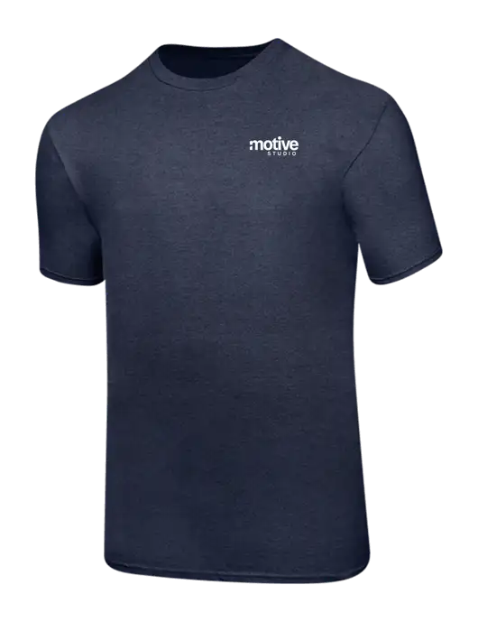 Ring Spun Heather Navy 4.5 oz T-Shirt w/Motive Studio Logo