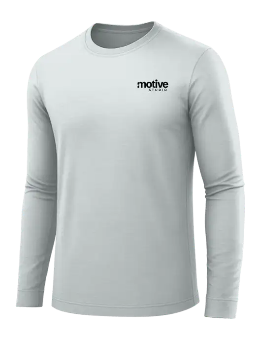 Long Sleeve Light Grey PosiCharge Competitor Tee w/Motive Studio Logo