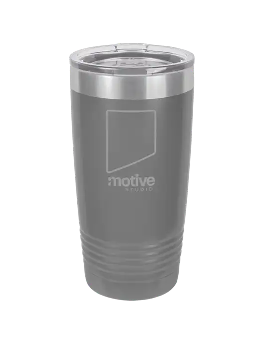 Polar Camel 20 oz Powder Coated Grey Vacuum Insulated Tumbler  w/Motive Studio Logo