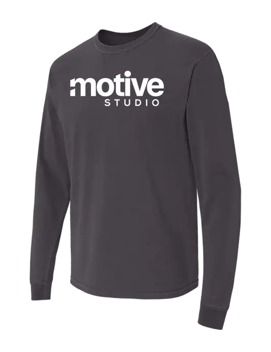 Comfort Colors Garment-Dyed Dark Grey Heavyweight Long Sleeve T-Shirt w/Motive Studio Logo