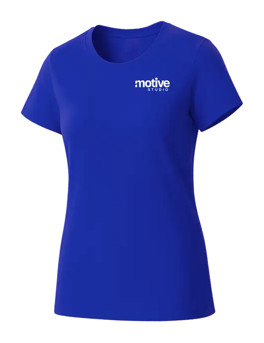 Womens Seriously Soft Royal T-Shirt w/Motive Studio Logo