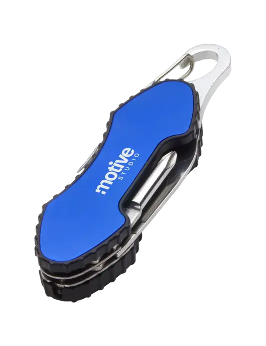 Blue 6 in 1 Tool with Carabiner w/Motive Studio Logo