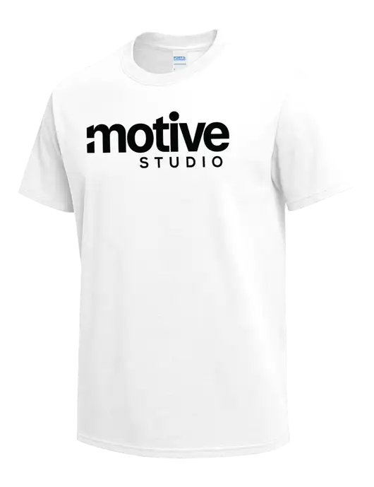 White Heavyweight 6.1 oz T-Shirt w/Motive Studio Logo