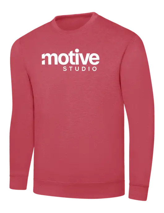Heather Red 7.8 oz Ring Spun Crew Sweatshirt w/Motive Studio Logo