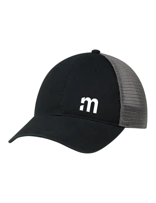 Richardson 111 Garment Washed Trucker Cap Black w/Charcoal Mesh w/m Icon Logo