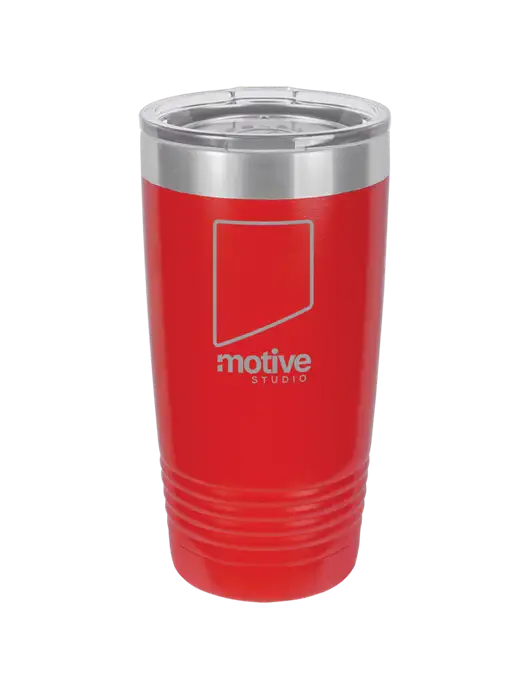 Polar Camel 20 oz Powder Coated Red Vacuum Insulated Tumbler w/Motive Studio Logo
