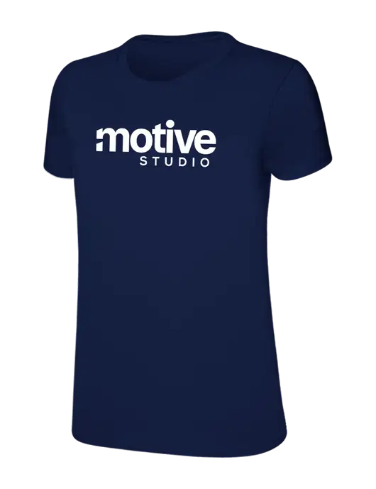Womens Ring Spun Navy 4.5 oz T-Shirt w/Motive Studio Logo