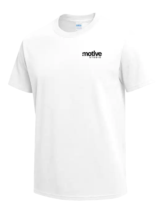 White Heavyweight 6.1 oz T-Shirt w/Motive Studio Logo