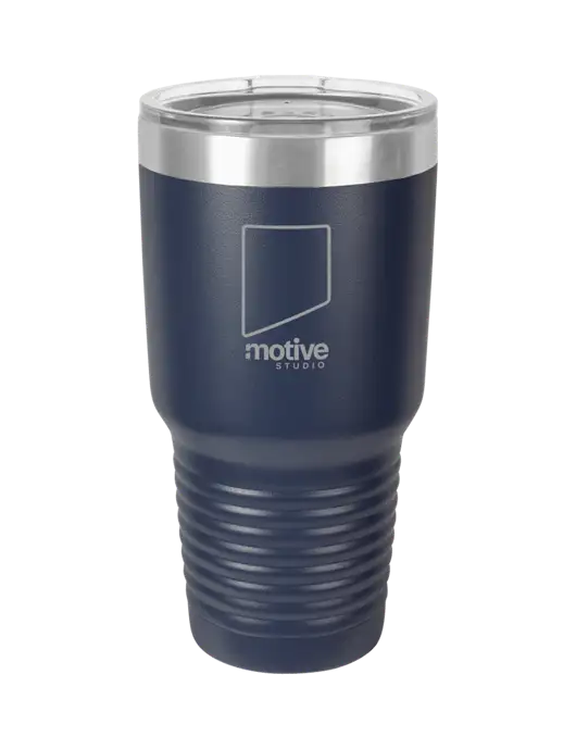 Polar Camel 30 oz Powder Coated Navy Vacuum Insulated Tumbler w/Motive Studio Logo
