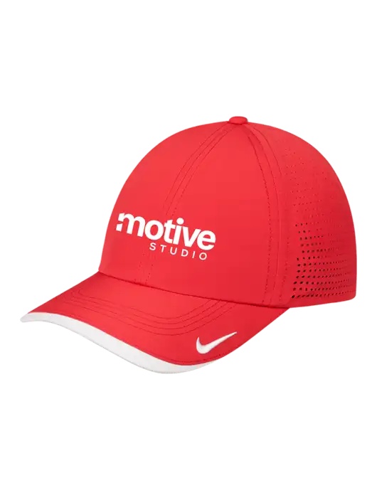 Nike Red/White Dri-FIT Perforated Performance Cap w/Motive Studio Logo