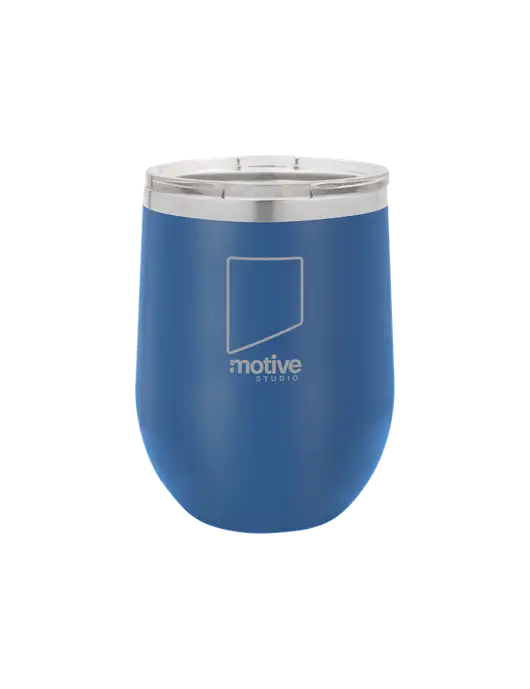 Polar Camel 12 oz Powder Coated Royal Vacuum Insulated Stemless Wine Tumbler w/Motive Studio Logo