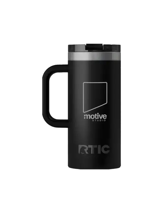 RTIC Road Trip 16 oz Black Travel Mug w/Motive Studio Logo